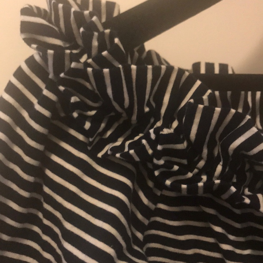 Navy White Striped Ruffle Top - Picture 3 of 4